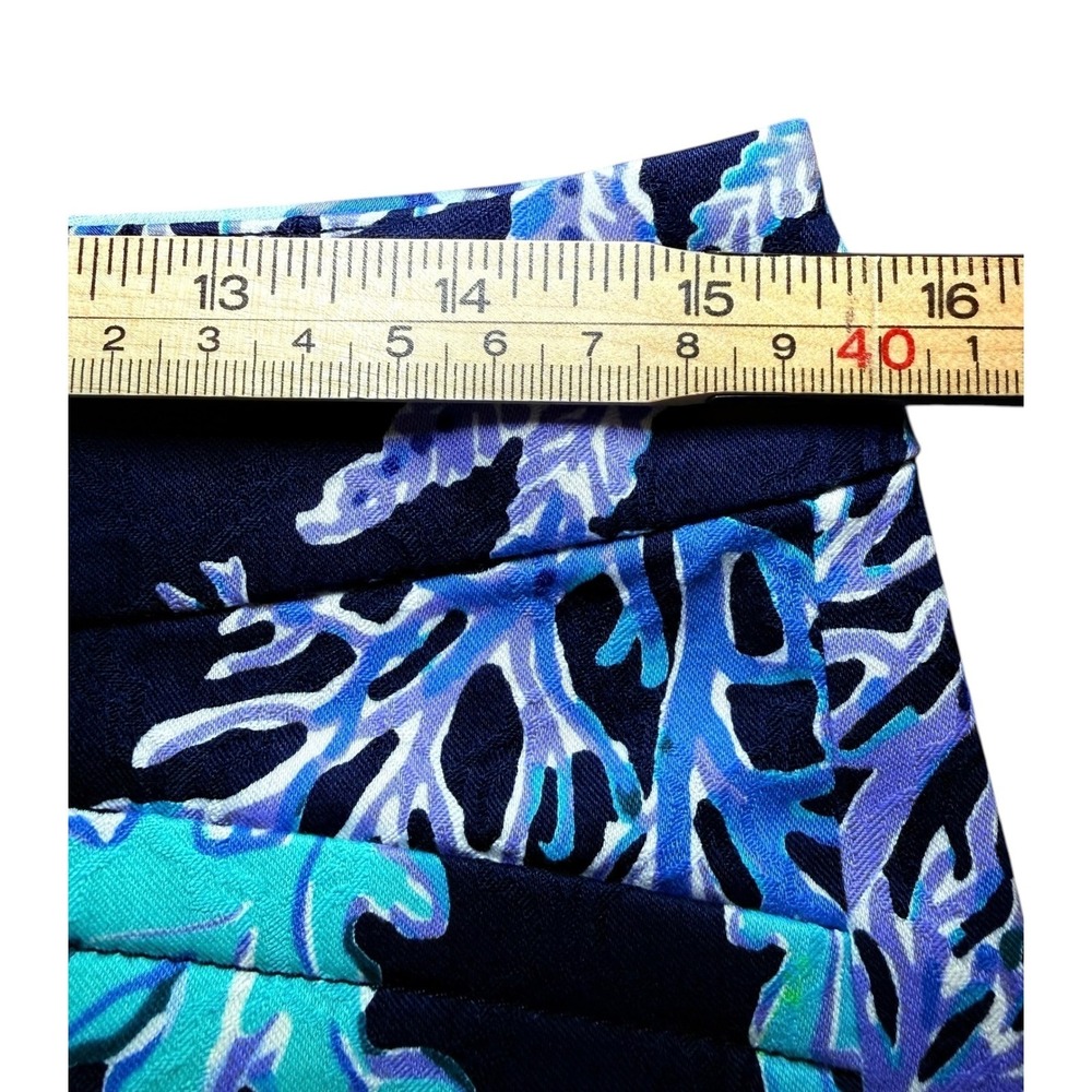 Lilly Pulitzer Kelly Ankle Pants Blue Green Coral Reef Print Stretch Womens 6 - Picture 8 of 10